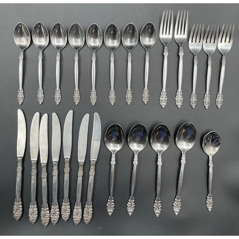 Vintage Stainless Steel Japan Flatware Lot 25 Pc Spanish Crown Style Forks